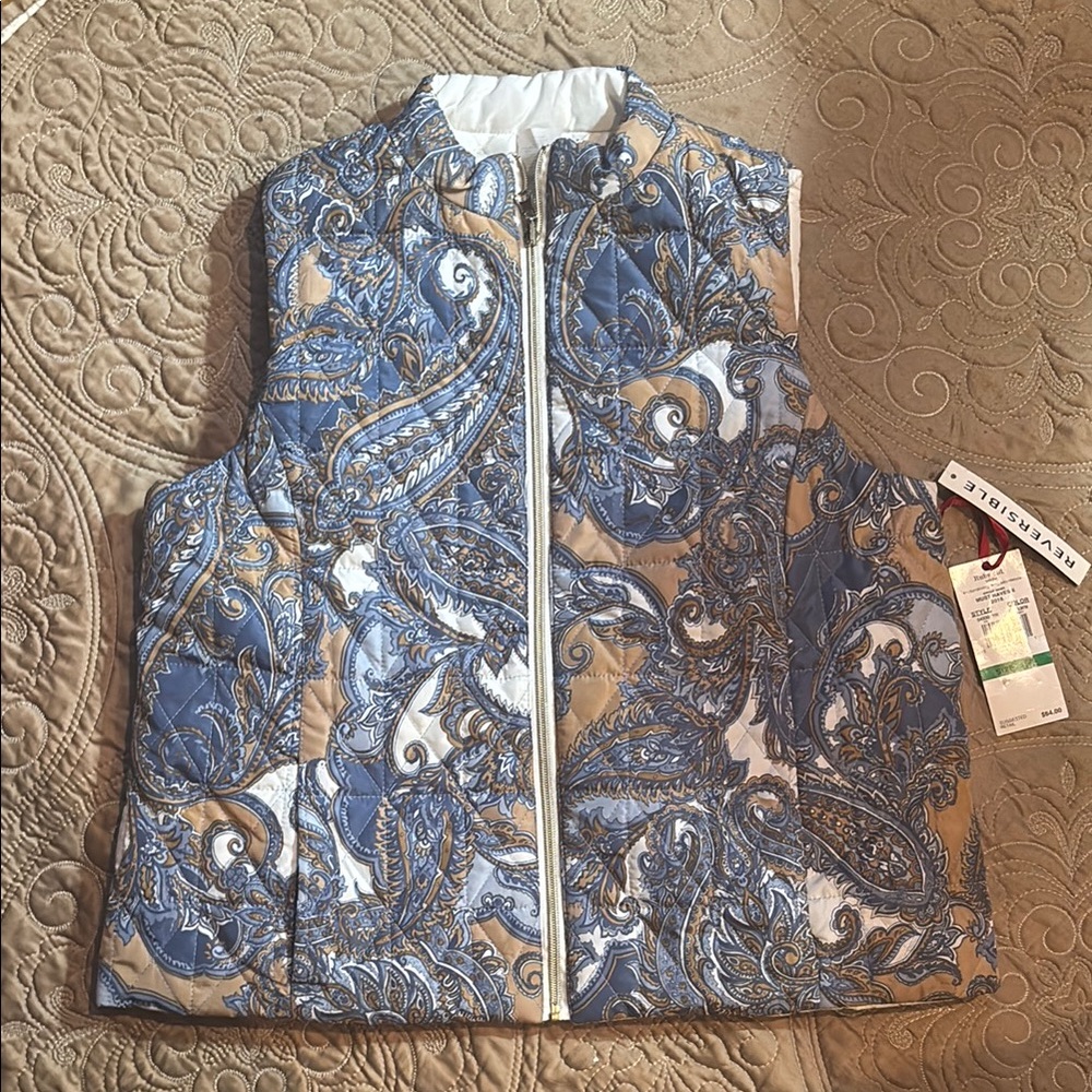 Ruby Rd. Blue and Tan Paisley Vest